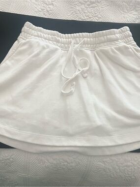 RM Branded White Knit Skort with Drawstring Waist